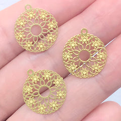 Filigree Flower Metal Accent Pieces | Mini Bookmark Charm | Deco Frame for UV Resin Filling | Resin Inclusions (3 pcs / 15mm x 17mm)