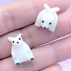 Polar Bear Angel Cabochons | 3D Winged Animal Embellishment | Whimsical Jewelry Supplies | Kawaii Crafts (2 pcs / White / 13mm x 17mm)
