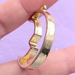 Crescent Moon Open Bezel Pendant | Thick Deco Frame for Waterfall Bezel Making | Kawaii UV Resin Crafts (1 piece / Gold / 27mm x 36mm)