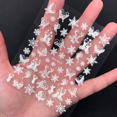 Butterfly and Snowflake Glow in the Dark Sticker | Christmas Deco Sticker | Resin Inclusions | Nail Art Supplies