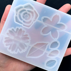 Flower and Leaf Silicone Mold Assortment (7 Cavity) | Sakura Daisy Soft Mould | Floral Clear Mold for UV Resin | Epoxy Resin Crafts