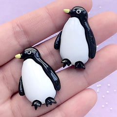 Penguin Cabochons | Kawaii Animal Embellishment | Phone Case Decoration | Resin Decoden Pieces | Hair Bow Center (2 pcs / 21mm x 32mm)