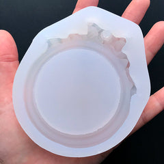 Kawaii Ribbon Frame Silicone Mold | Girly Round Frame Mould | Clear Soft Mold for UV Resin Art (75mm x 85mm)