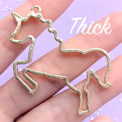 Unicorn Open Bezel Charm | Thick Type for Shaker Bezel DIY | Mythical Creature Deco Frame for UV Resin Filling (1 piece / Gold / 52mm x 37mm)
