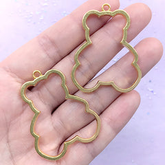 Large Bear Open Frame for UV Resin Filling | Animal Open Bezel Charm for Resin Jewelry Making (2 pcs / Gold / 34mm x 43mm)