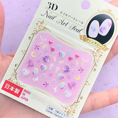 Magical Girl Unicorn Heart and Cross Stickers for Nail Art | Mahou Kei Stickers | Nail Decoration