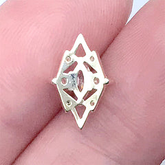 Luxury Rhombic Nail Charm with Rhinestones | Bling Bling Nail Deco | Sparkle Resin Inclusion (1 piece / Gold / 8mm x 12mm)