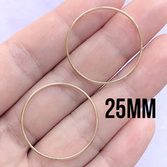 Round Deco Frame for UV Resin Filling |  Hollow Circle Open Frame | Geometric Jewellery Making (2 pcs / Gold / 25mm)