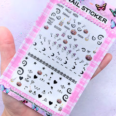 Kawaii Goth Nail Art Stickers | Pumpkin Poison Skeleton Bone Sticker | Halloween Resin Inclusions