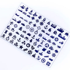 Nautical Icon Clear Film Sheet for Resin Art | Boat Anchor Compass Symbol | Marine Embellishments | Resin Fillers