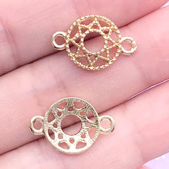 Magical Star Circle Connector Charm | Kawaii Open Bezel | UV Resin Jewellery Supplies (3 pcs / Gold / 12mm x 18mm)