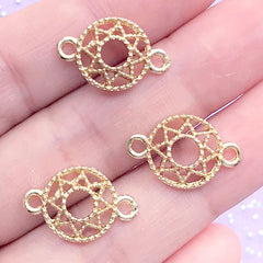 Magical Star Circle Connector Charm | Kawaii Open Bezel | UV Resin Jewellery Supplies (3 pcs / Gold / 12mm x 18mm)