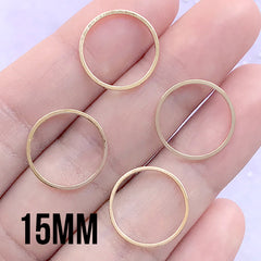 Circle Deco Frame for UV Resin Filling |  Hollow Round Open Frame | Geometric Jewelry Findings (4 pcs / Gold / 15mm)