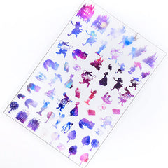 Galaxy Gradient Alice in Wonderland Clear Film Sheet for UV Resin Jewelry DIY | Fairy Tale Embellishments | Kawaii Resin Inclusions