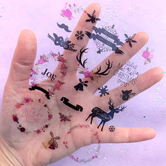 Christmas Decoration Item Clear Film Sheet | Flower Wreath Reindeer Embellishments | UV Resin Jewellery DIY