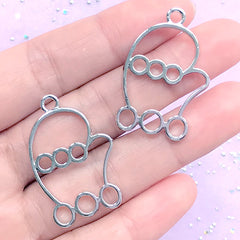CLEARANCE Christmas Glove Open Backed Bezel Charm | Kawaii Christmas Deco Frame for UV Resin Filling (2 pcs / Silver / 22mm x 33mm)