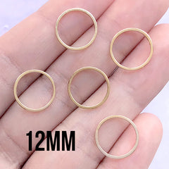 Small Round Open Frame for UV Resin Filling |  Hollow Circle Deco Frame | Geometric Jewellery Findings (5 pcs / Gold / 12mm)