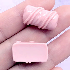 Strawberry Chocolate Cabochons | Sweets Deco | Faux Food Embellishments | Decoden Pieces | Kawaii Jewelry DIY (2 pcs / Pink / 13mm x 21mm)
