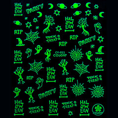 Glow in the Dark Halloween Stickers | Spider Web RIP Ghost Sticker | Embellishments for Resin Art | Nail Deco Sticker