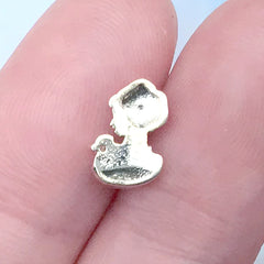 Mini Victorian Lady Embellishment with Rhinestone | Metal Nail Charm in Vintage Style | Resin Inclusion (1 piece / Gold / 7mm x 10mm)