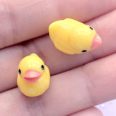 Dollhouse Rubber Duck Cabochons in 3D | Miniature Bathing Duck | Yellow Duck Embellishment | Kawaii Phone Case Decoden (2 pcs / 11mm x 14mm)