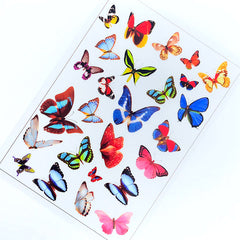 Colourful Butterfly Clear Film Sheet | Resin Jewellery Supplies | Nature Insect Embellishments | UV Resin Fillers