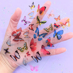 Colourful Butterfly Clear Film Sheet | Resin Jewellery Supplies | Nature Insect Embellishments | UV Resin Fillers