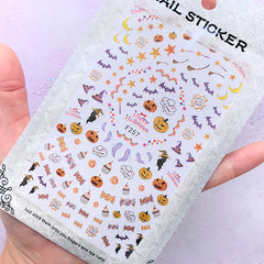Halloween Trick or Treat Sticker | Black Cat Pumpkin Candy Witch Hat Stickers | Halloween Nail Design | Resin Inclusions