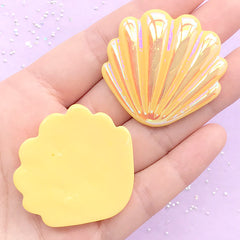 Iridescent Aura Shell Cabochons | Mermaid Decoden Cabochon | Kawaii Embellishments | Hairbow Supplies (2 pcs / Orange / 40mm x 38mm)