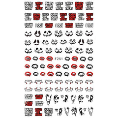 Skeleton Skull Face Vampire Teeth Stickers | Halloween Nail Decorations | Horror Embellishments for Resin Art