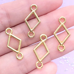 Diamond Playing Card Suit Connector Charm | Rhombus Deco Frame For UV Resin Filling | Alice in Wonderland Open Bezel (4 pcs / Gold / 11mm x 22mm)