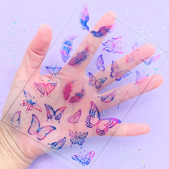 Galaxy Gradient Butterfly and Angel Wing Clear Film Sheet | UV Resin Inclusions | Magical Embellishments for Resin Art