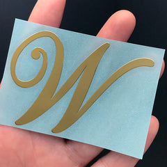 2 Sheets Cursive Letter Stickers for Resin Nails Metallic Alloy