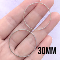 Big Round Deco Frame for UV Resin Filling | Large Circle Open Frame | Geometric Jewelry Making (2 pcs / Silver / 30mm)