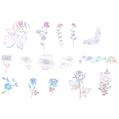Holographic Rose Stickers | Magical Flower Bloom Sticker | Resin Art Decoration | Scrapbook Supplies (45 pcs)