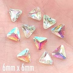 Triangle Resin Rhinestones | AB Clear Faceted Rhinestone | Bling Bling Embellishment | Jewelry DIY Supplies (10 pcs / 6mm x 6mm)