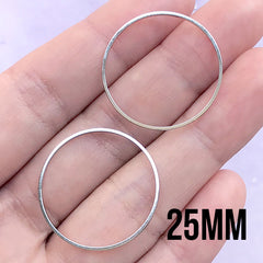 Hollow Round Deco Frame for UV Resin Filling | Circle Open Back Frame | Geometric Jewellery Making (2 pcs / Silver / 25mm)