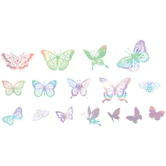 Holographic Butterfly Dance Stickers | Magical Insect Sticker | Resin Inclusions | Planner Deco Stickers (45 pcs)