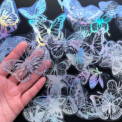 Holographic Butterfly Dance Stickers | Magical Insect Sticker | Resin Inclusions | Planner Deco Stickers (45 pcs)