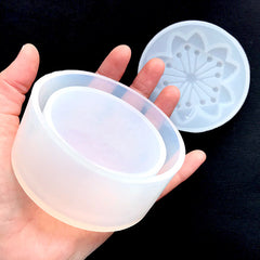 Sakura Trinket Box Silicone Mold | Cherry Blossom Flower Box Mold | Round Container Mold | Kawaii Resin Craft Supplies (80mm x 25mm)