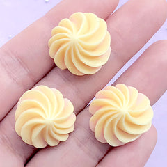 Kawaii Deco Whip Cream Decoden Cabochons | Faux Icing Embellishments | Fake Food Jewelry Supplies (3 pcs / Yellow / 20mm x 13mm)