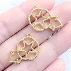 Cotton Flower Open Bezel Charm | Floral Deco Frame for UV Resin Filling | Resin Jewellery Making (2 pcs / Gold / 16mm x 23mm)