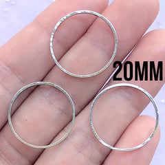 CLEARANCE Hollow Circle Deco Frame for UV Resin Filling | Round Open Back Frame | Geometric Jewelry DIY (3 pcs / Silver / 20mm)