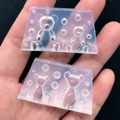 3D Bear Silicone Mold (2 Cavity) | Miniature Dollhouse Bear Toy Mold | Kawaii UV Resin Craft Supplies