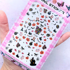 Halloween Pumpkin Haunted House Ghost Spider Web Black Cat Stickers | Nail Art Supplies | Resin Decoration