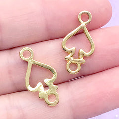 Spade Suit Open Bezel Connector Charm | Playing Card Deco Frame for UV Resin Filling | Kawaii Jewelry Supplies (4 pcs / Gold / 11mm x 22mm)