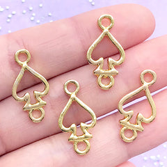 Spade Suit Open Bezel Connector Charm | Playing Card Deco Frame for UV Resin Filling | Kawaii Jewelry Supplies (4 pcs / Gold / 11mm x 22mm)