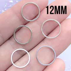 Small Round Open Frame for UV Resin Jewelry DIY | Circle Deco Frame | Hollow Geometric Frame (5 pcs / Silver / 12mm)