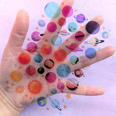 Planet Clear Film for Kawaii Resin Art | Space Solar System Saturn Sun Neptune Earth Moon Mars Jupiter Star Embellishments