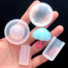 3D Umbrella Silicone Mold | Miniature Parasol Mold | Clear Soft Mold for UV Resin Art | Kawaii Craft Supplies (30mm x 32mm)